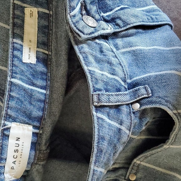 pacsun jeans women’s size 27 blue white Mom jean vertical stripes - Picture 10 of 16